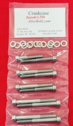 1984-1987 SUZUKI LT50 Polished Stainless Steel Crankcase Halves Only Bolt Kit